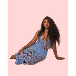 Robe longue crochet bas volant